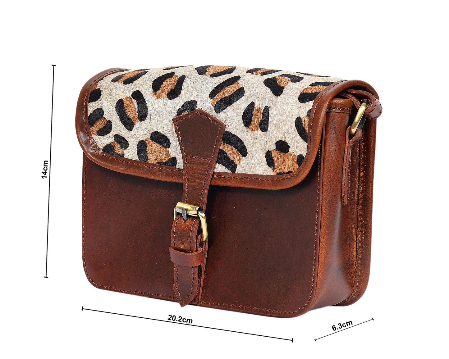 Brown color leather with hair on leather sling bag for women and girls | Party wear. Art: BG-1157 Pack of 25