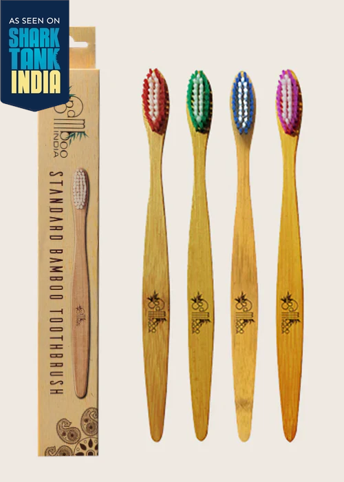 Bamboo Toothbrush Standard Adult - Medium Bristles (Pack of 4) Pack of 50