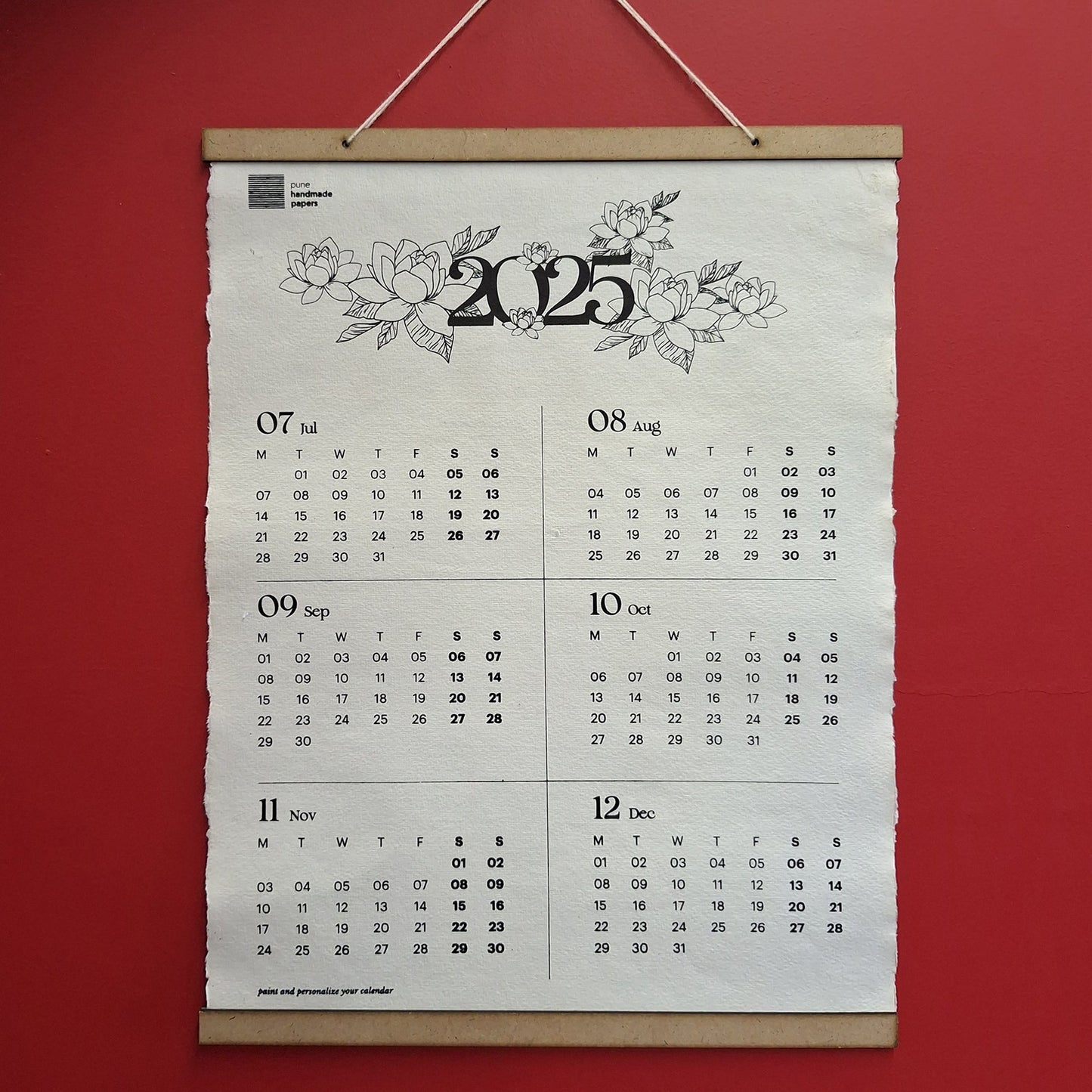 PAINT YOUR FLORAL DECKLE EDGE WALL CALENDAR Pack of 50